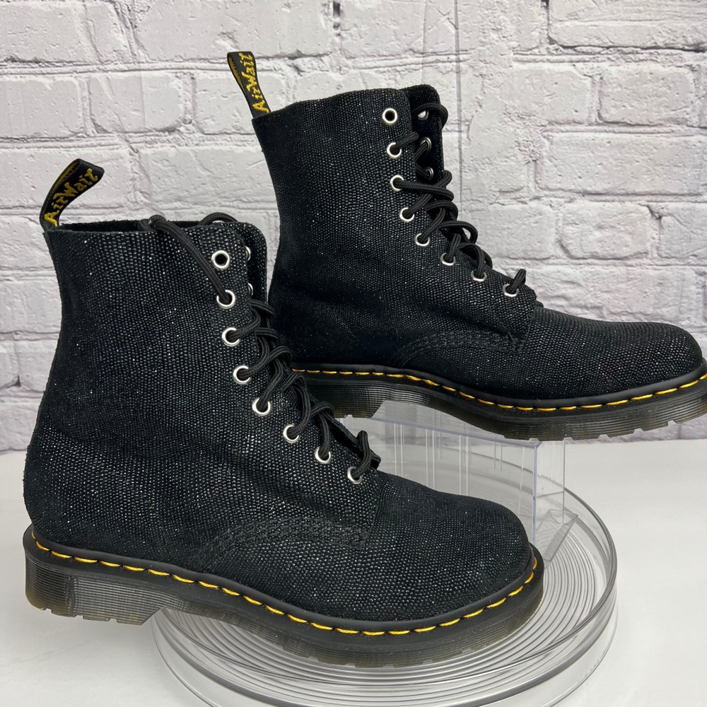 Dr. Martens 1460 Pascal Black Glitter Ray Combat Boots 8 Eyelet Women 10 UK 8